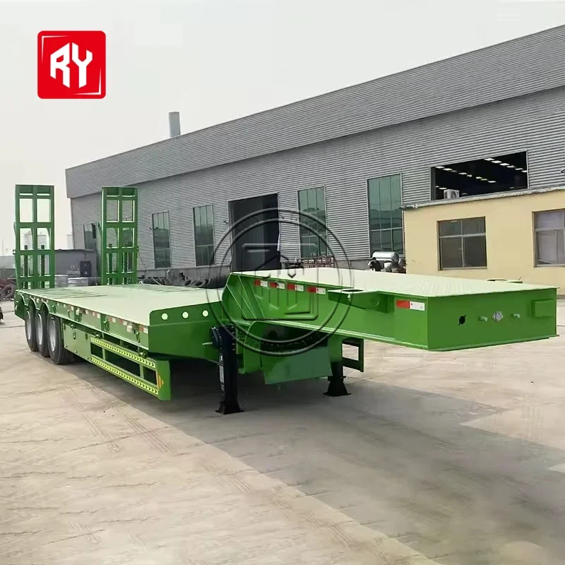 RUIYUAN 3 Axle White Low Bed Trailer factory